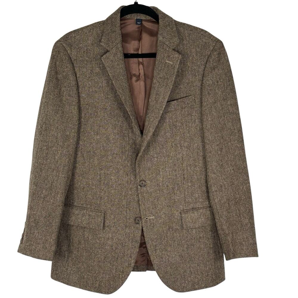 J.Crew Men’s Blazer Slim Thompson Wool Blend Herringbone Brown Size 38S